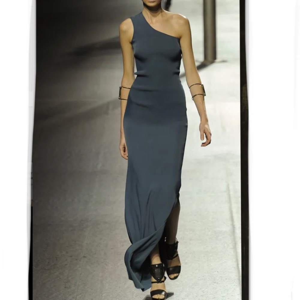 lanvin one shoulder dress Lanvin One-Shoulder Ruffled Charmeuse Gown In Orange - 60% Off